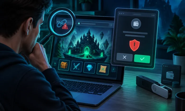 Kontrola herního a NFT webu před připojením kryptopeněženky