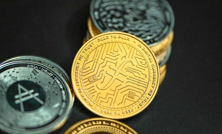 a close up of three different types of coins